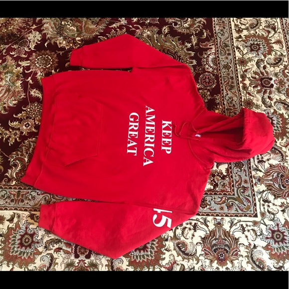 Trump Keep America Great Red Hoodie Mens Sz L MAGA - TRUMP 2024 Patriotic hoodie - Picture 3 of 5